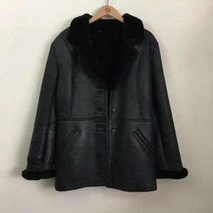 Vintage Genuine Sheepskin Coat Womens Medium Black Excellent Unisex